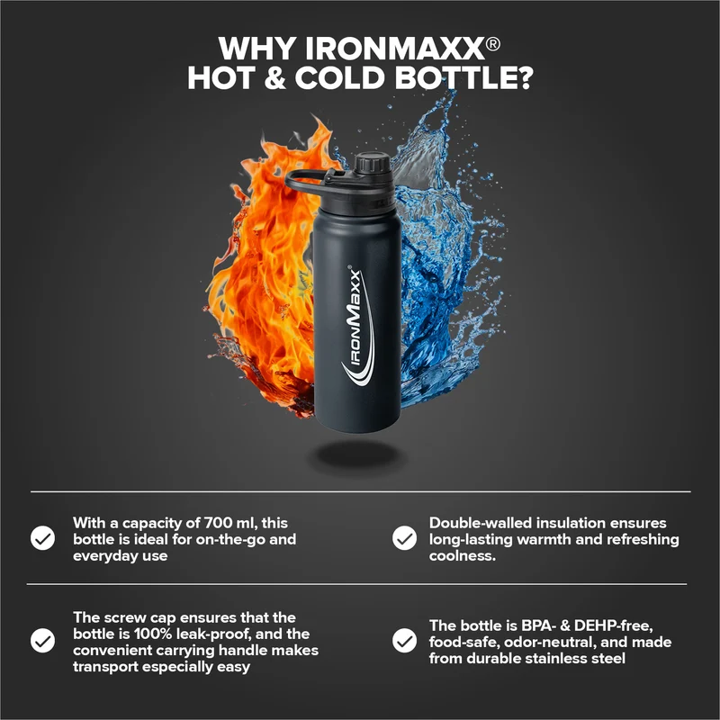 Hot & Cold Bottle- Meleg és hideg italokhoz Palack 800ml - IronMaxx® - Image 3