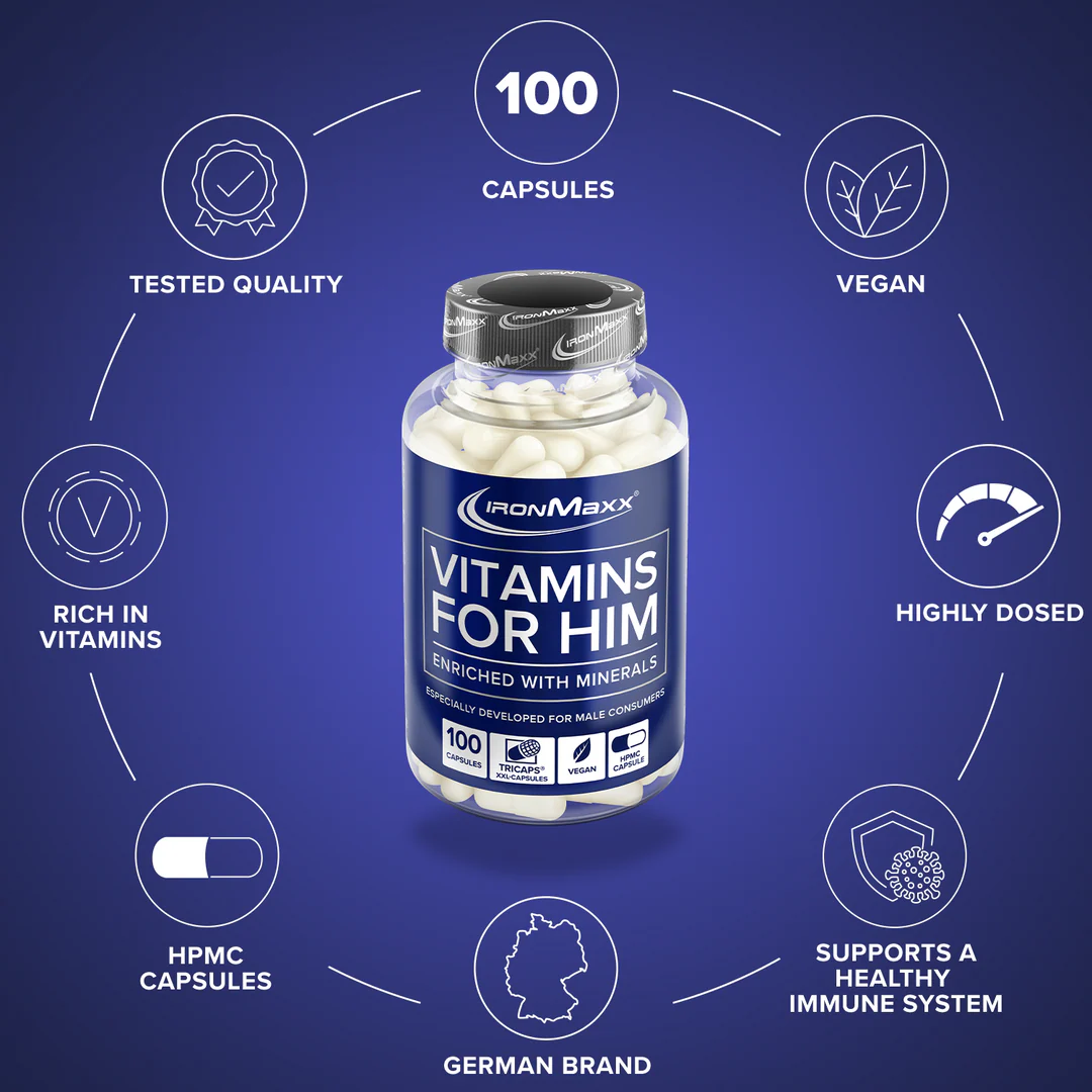 Vitamin for Him 100 kapszula (férfiaknak) - IronMaxx® - Image 5