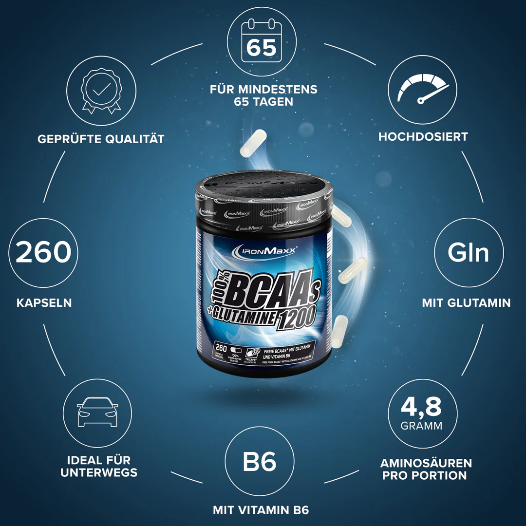 BCAA + Glutamin 1200 260 kapszula - IronMaxx® - Image 5